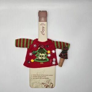 Ugly Christmas Tree Sweater & Cork Stopper for Wine Bottles!  Festive Holiday